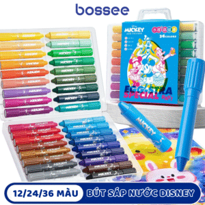 Bút Sáp Nước 12/24/36 Màu Có Quai Xách, Bộ Sáp Màu Hoạt Hình Vui Nhộn, An Toàn Cho Bé