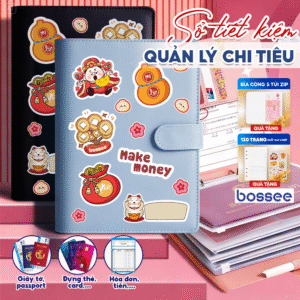 Sổ quản lý chi tiêu chất liệu da PU cao cấp Bossee - Tặng kèm Sticker