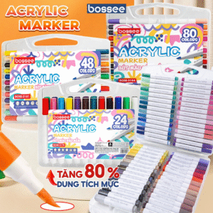 Bút màu Acrylic Marker Đầu Lông Mềm Viết Được Trên Nhiều Vật Liệu - 12/24/36/48/60/72/80 Màu